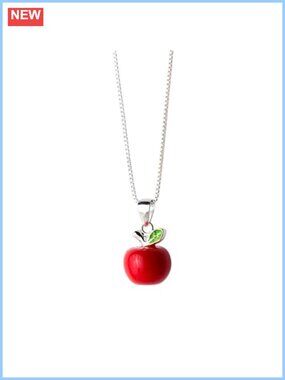 S925 Sterling Silver Apple Pendant Necklace 18 Inch Gift for Women